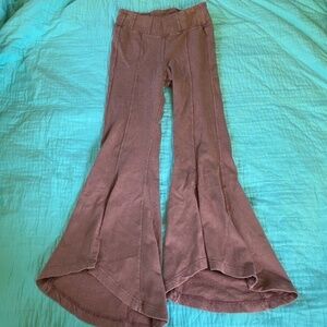 Free People Movement Pink Flare Pants with Slit Small